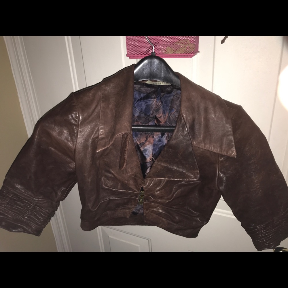 100 Percent Leather Crop Jacket Gem